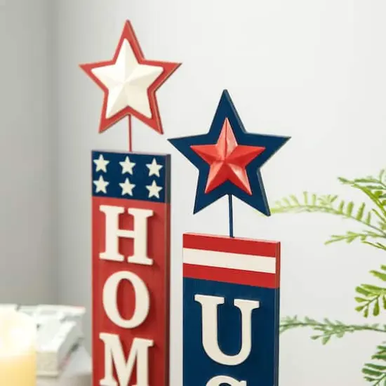 Glitzhome&reg; Americana Firecracker Table Sign Set {4}