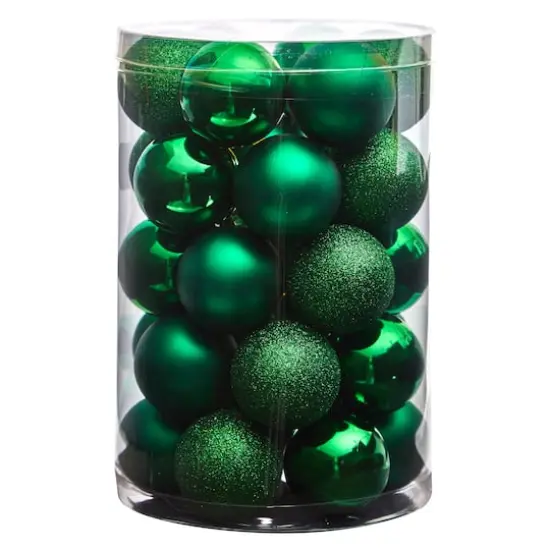 30ct. 2.5" Green Shatterproof Christmas Ornaments {4}