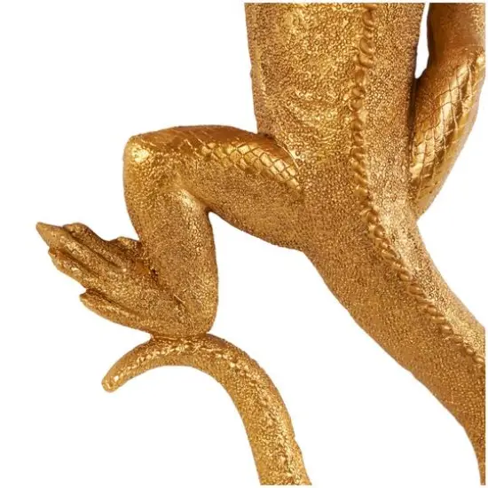 15" Gold Lizard Textured Climbing Sculpture {6}