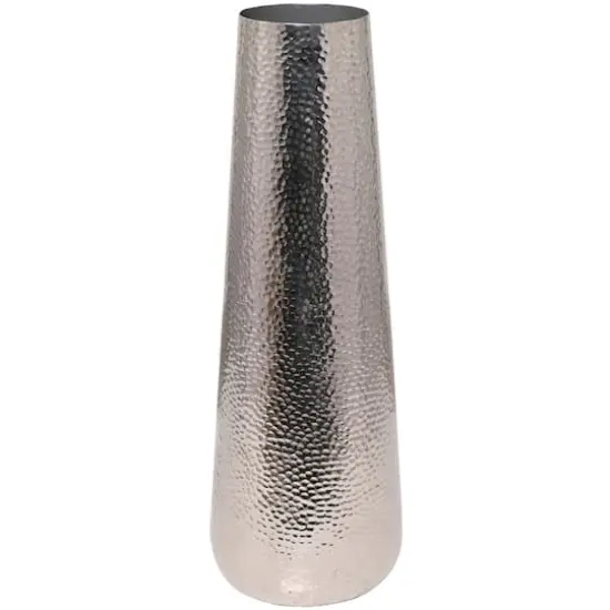 31" Silver Aluminum Tall Hammered Vase {5}
