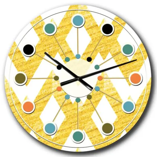 Designart 'Gold Glittering Lines Pattern Mid-Century Modern Wall Clock {1}