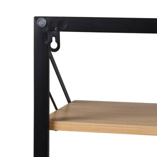 Honey Can Do Black & Maple Collapsible Wall-Mounted Hamper with Laundry Bag & Shelf {8}