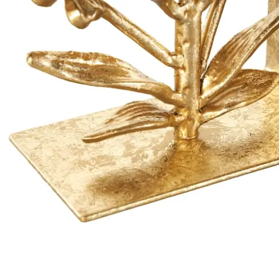 6.5" Gold Shimmer Metal Floral Bookends, 2ct. {5}