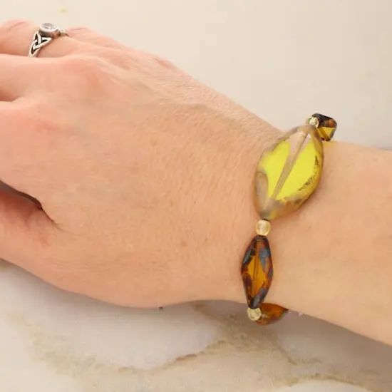 Smooth Yellow Czech Glass Oval Bead Mix by Bead Landing&trade; {5}