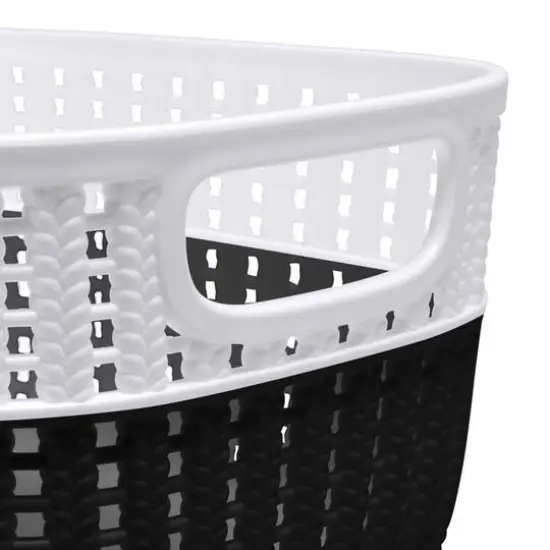 Simplify 9.4" Small 2-Tone Decorative Storage Basket Black/White {7}