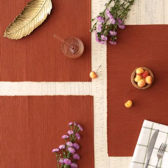 DII&reg; Ribbed Cotton Placemats, 6ct. Cinnamon {4}