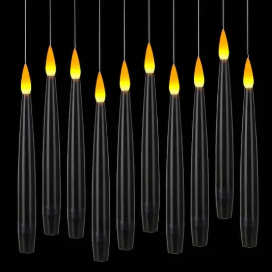 10ct. Warm White Flickering LED Hanging Black Candles with Remote by Ashland&reg; {3}