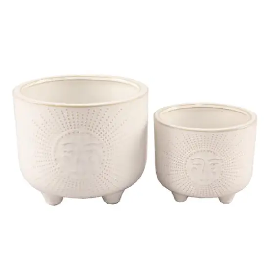 Flora Bunda&reg; Ivory Sunny Ceramic Footed Planter Set {1}