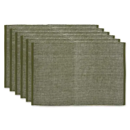 DII&reg; 2-Tone Ribbed Placemats, 6ct. Sage and white {1}