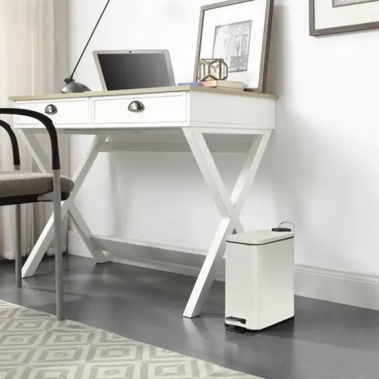 SunnyPoint 11" Trash Can with Inner Basket White {5}