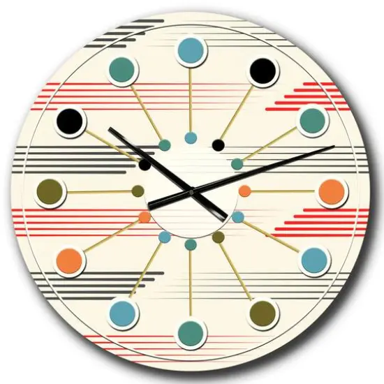 Designart 'Horizontal Retro Geometrical Pattern I Mid-Century Modern Wall Clock {1}