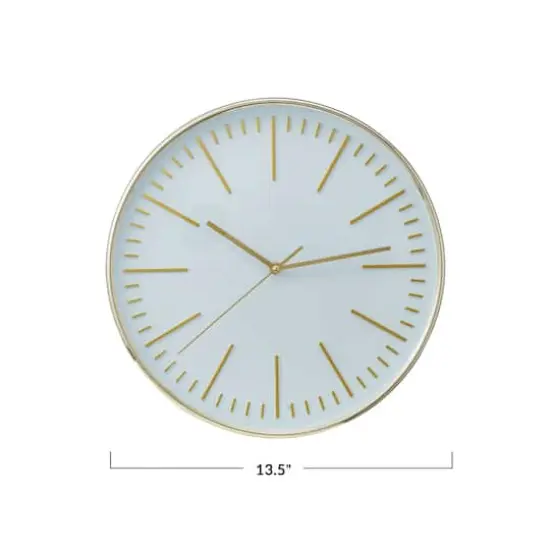 Hello Honey&reg; 13.5" White & Gold Minimalist Aura Wall Clock {5}