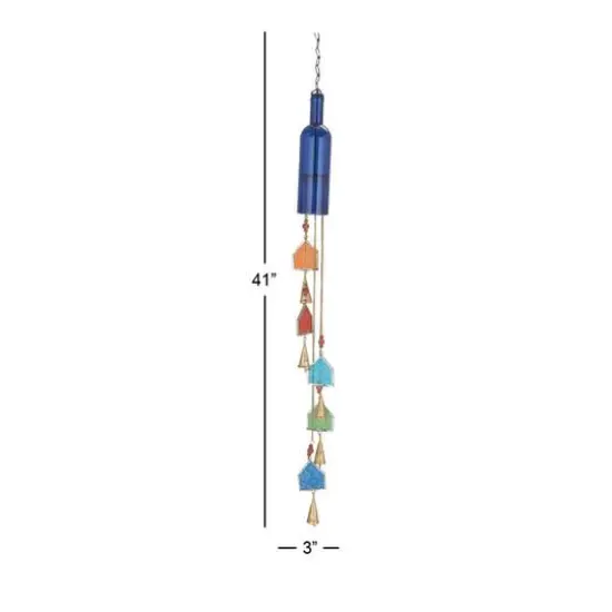41" Blue Glass Eclectic Windchime {7}