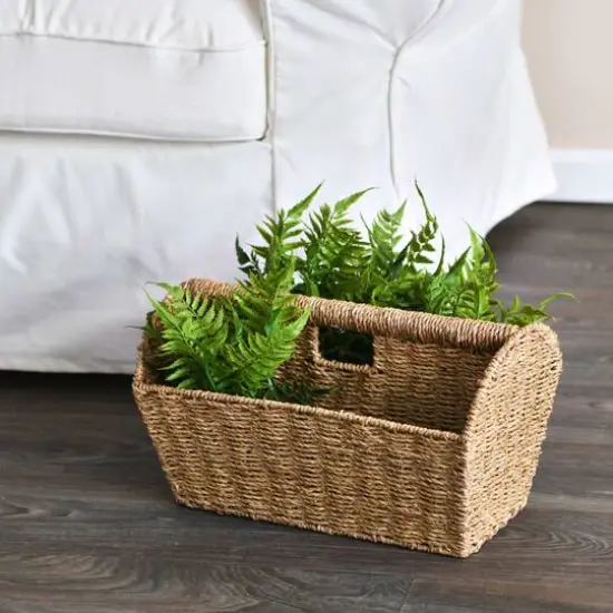 Household Essentials 16.5" Wide Seagrass Rectangular Woven Magazine Rack {3}