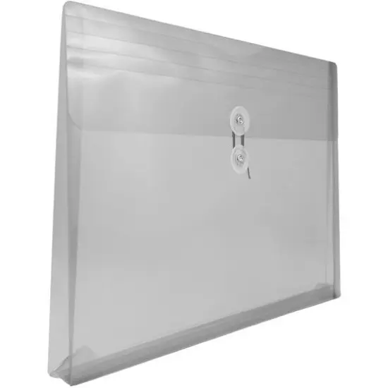 JAM Paper Letter Booklet Plastic Envelopes with Button & String Tie Closure, 12ct. Smoke Gray {5}