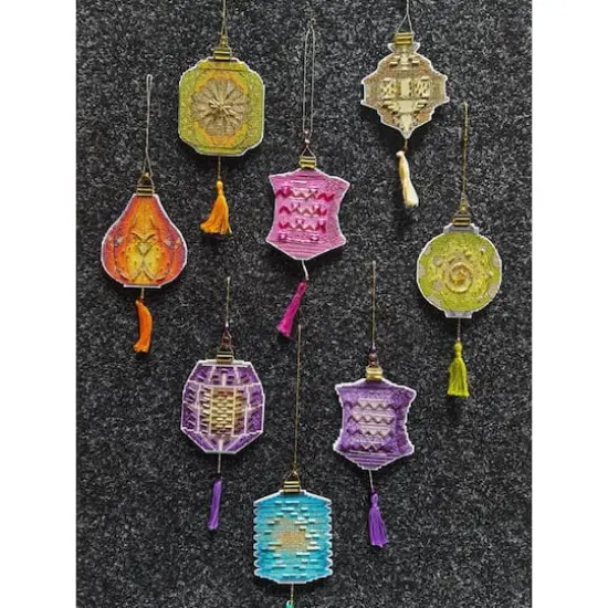 Crystal Art Christmas Tree Toy Plastic Canvas Counted Cross Stitch Kit Set Of Pictures Colorful Lanterns {6}