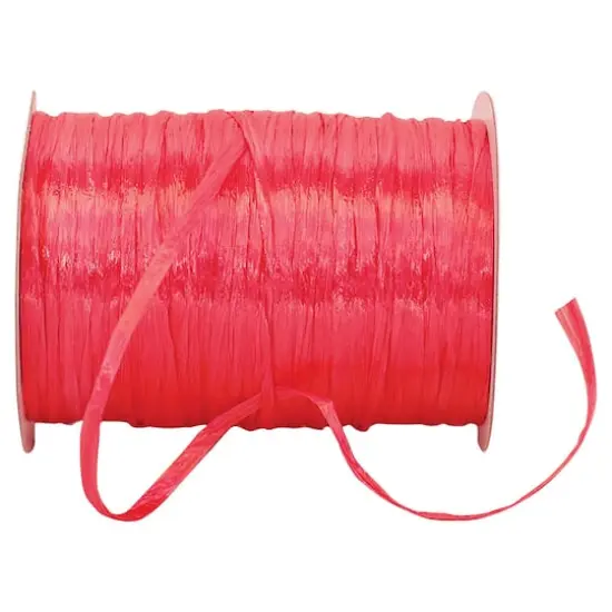 JAM Paper 1/4" Raffia Pearl Ribbon Neon Coral {1}