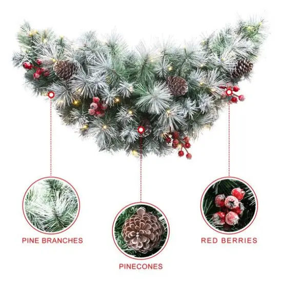 Glitzhome® 3ft, Pre-Lit Pinecones & Berries Artificial Christmas Swag {9}