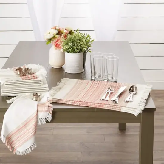 DII® 13" x 20" Fringed Striped Tabletoppers, 6ct. Pimento {5}