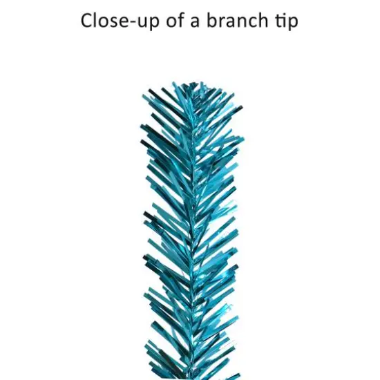 4.5ft. Pre-Lit Teal Tinsel Artificial Tree, Clear Lights {7}