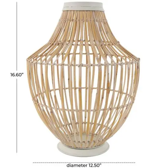 17" Brown Bamboo Handmade Open Frame Vase {6}