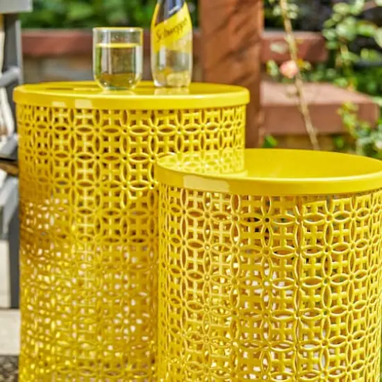 Glitzhome&reg; Multi-Functional Metal Accent Table Set Yellow {7}