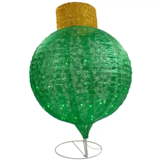 38" Green Outdoor Twinkling LED Tinsel Onion Ornament Decoration {5}