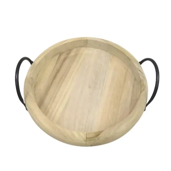 14" Round LED Flameless Candle Wood Tray by Ashland&reg; {3}