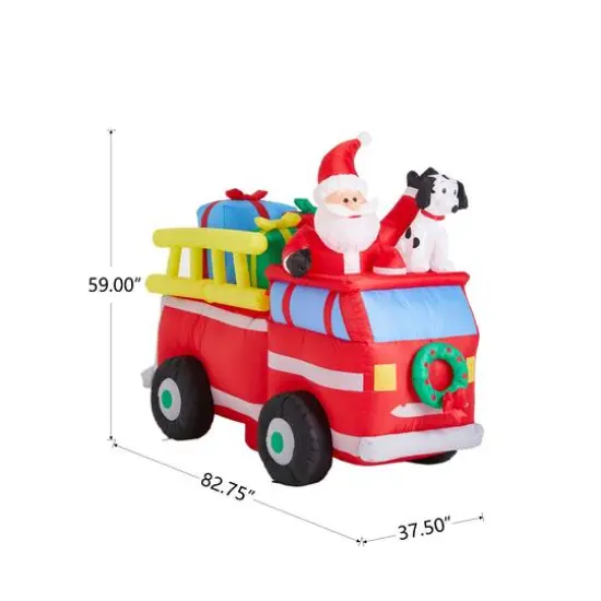 Glitzhome&reg; 7ft. Inflatable Santa in Truck With Lights {7}