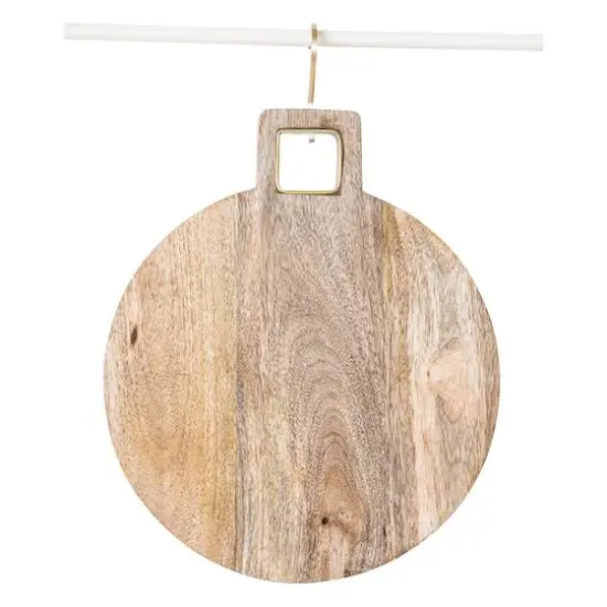 Hello Honey® Mango Wood Cutting Board with Brass Trim Handle {1}