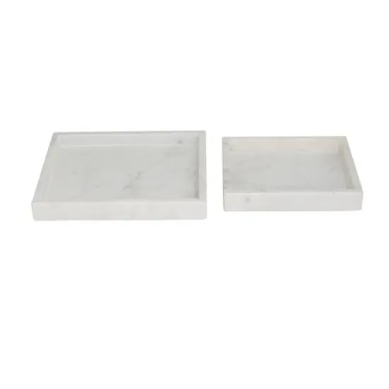 Modern Marble Tray with Raised Border Set White {1}