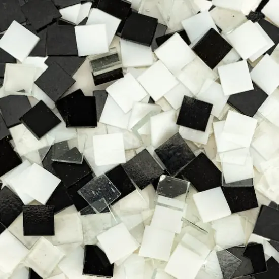Oceanside Compatible&trade; Small Black and White Mosaic Stained Glass Squares, 8oz. {3}