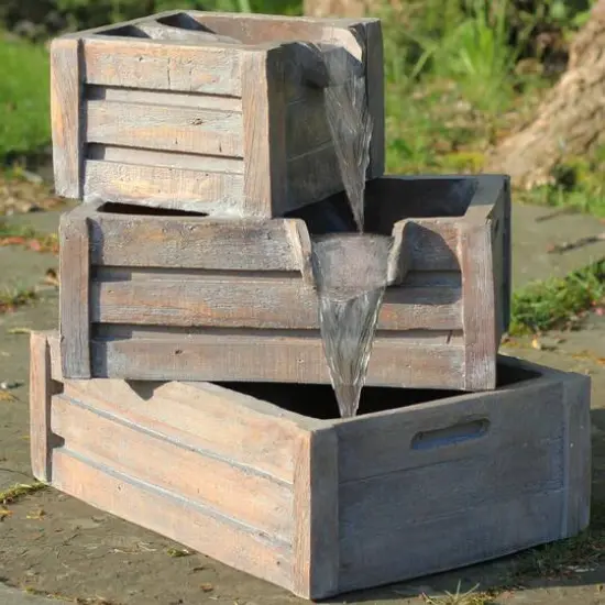 21" Brown Three Tier Planter Boxes Outdoor Water Fountain {3}