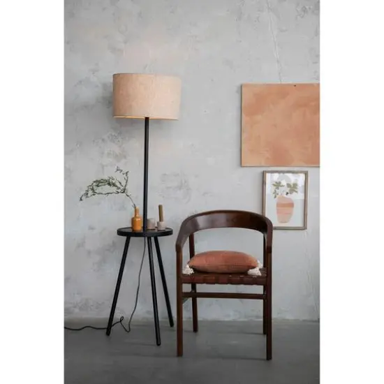 Hello Honey&reg; 63" Natural Scandinavian Wood Table Lamp with Shelf and Linen Shade {5}