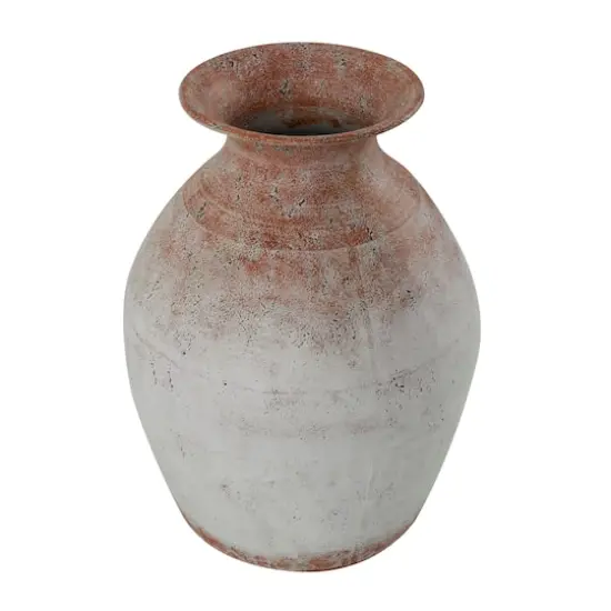 14" White & Rust Distressed Vase {4}