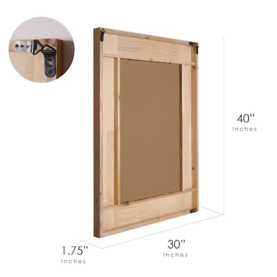 Brown Carved Wood Framed Rectangle Decorative Wall Mirror - 30" x 40" {8}