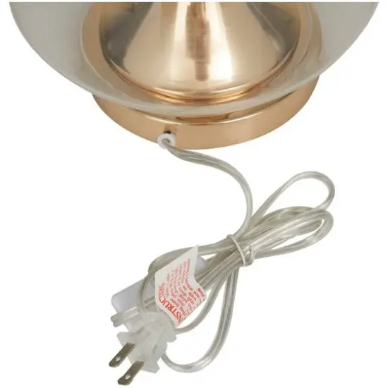 CosmoLiving by Cosmopolitan Gold Glass Transparent Base Table Lamp with Drum Shade 15" x 15" x 24" {4}