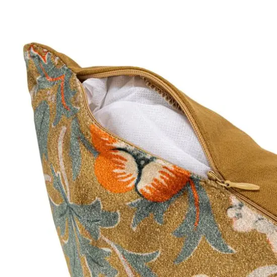 Hello Honey&reg; 24" Multicolor Birds & Flowers Cotton Velvet Lumbar Pillow {6}