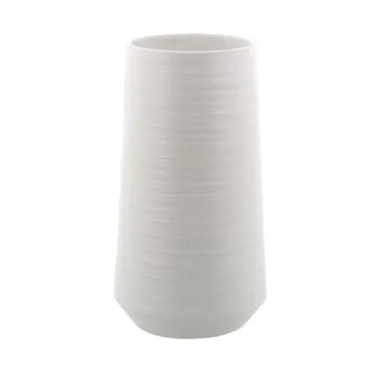 Silver Porcelain Contemporary Vase, 12" x 6" x 6" {1}