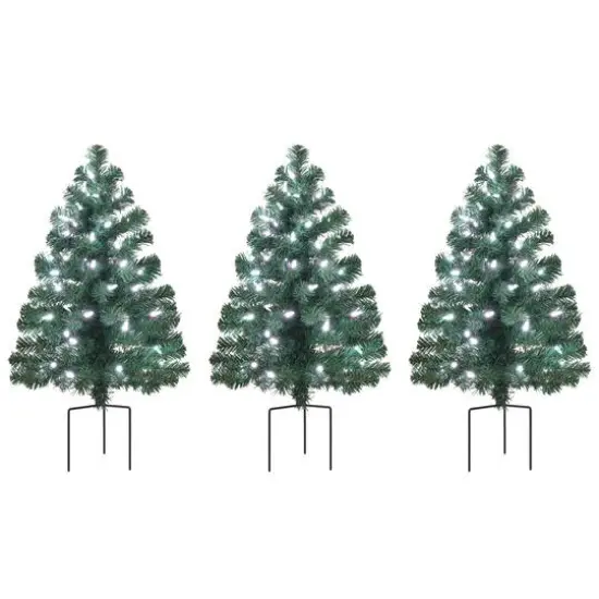3ct. Pre-Lit Alexa Enabled Pathway Artificial Christmas Tree Set {1}