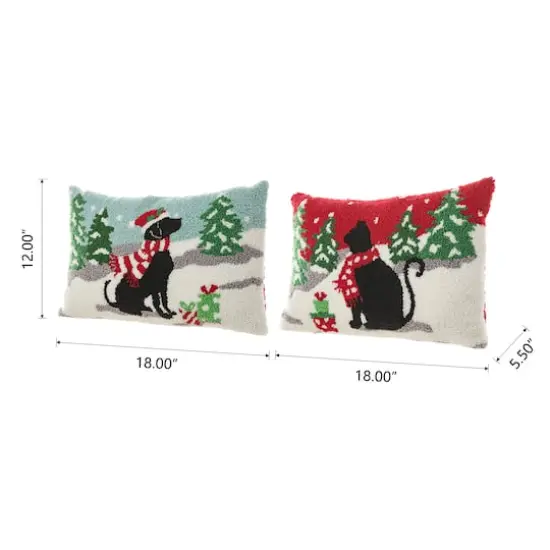 Glitzhome&reg; Hooked Christmas Cat & Dog Pillows, 2ct. {6}