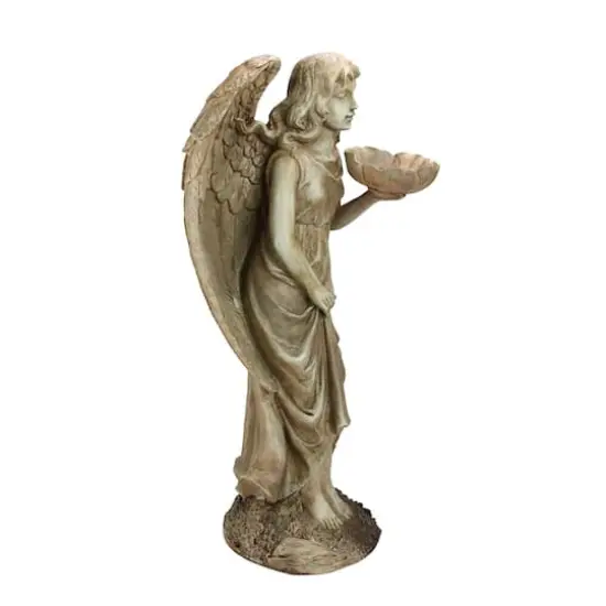 19.5" Angel with Flower Garden Statue Bird Feeder {3}