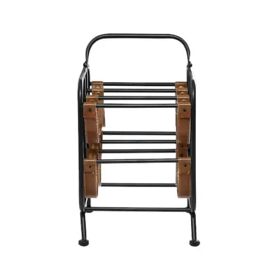 16" Black Metal Contemporary Wine Rack {4}