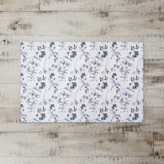 Blue Floral Pattern 27" x 18" Floor Mat {3}
