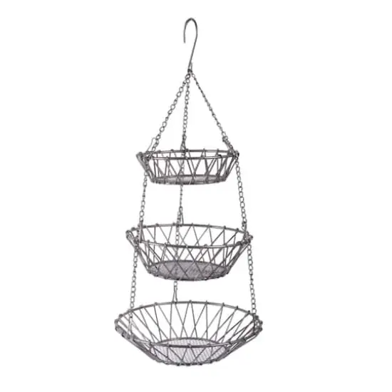 DII&reg; Satin Nickel 3-Tier Hanging Fruit Basket {1}