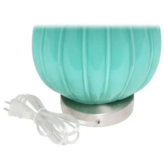 Lalia Home 23" Pleated Table Lamp with White Fabric Shade Seafoam and White {9}