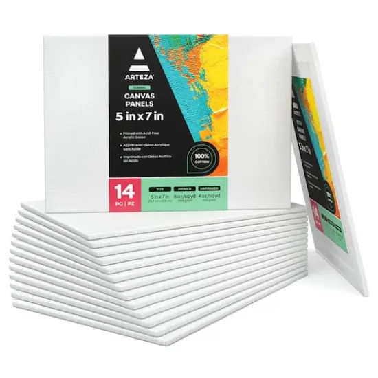 Arteza&reg; 5" x 7" White Canvas Panels, 14ct. {1}