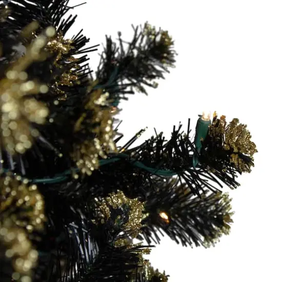 7.5ft. Pre-Lit Crystal Pine with Gold Glitter Artificial Christmas Tree, Clear LED Lights {5}
