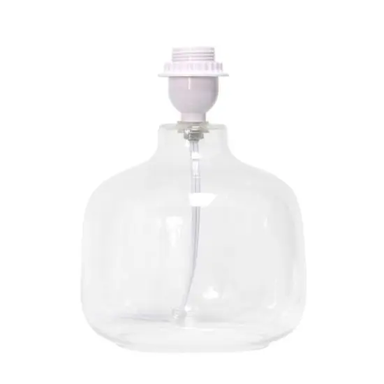 Simple Designs 14" Glass Table Lamp with White Fabric Shade Clear/White {7}