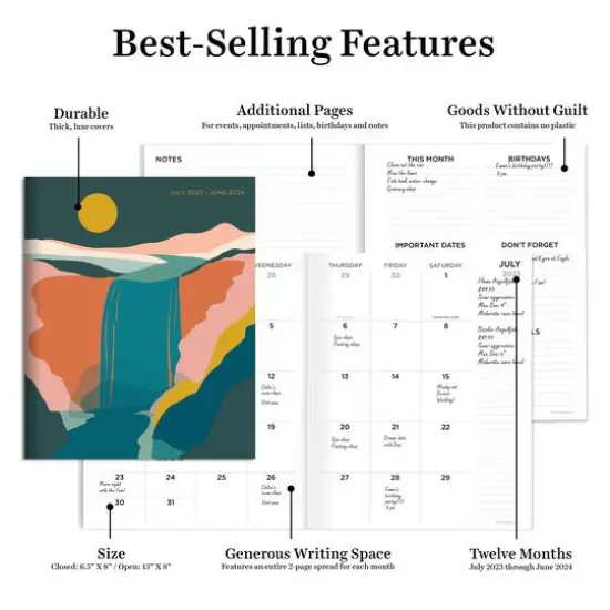 TF Publishing 2023-2024 Waterfall Medium Monthly Planner {6}